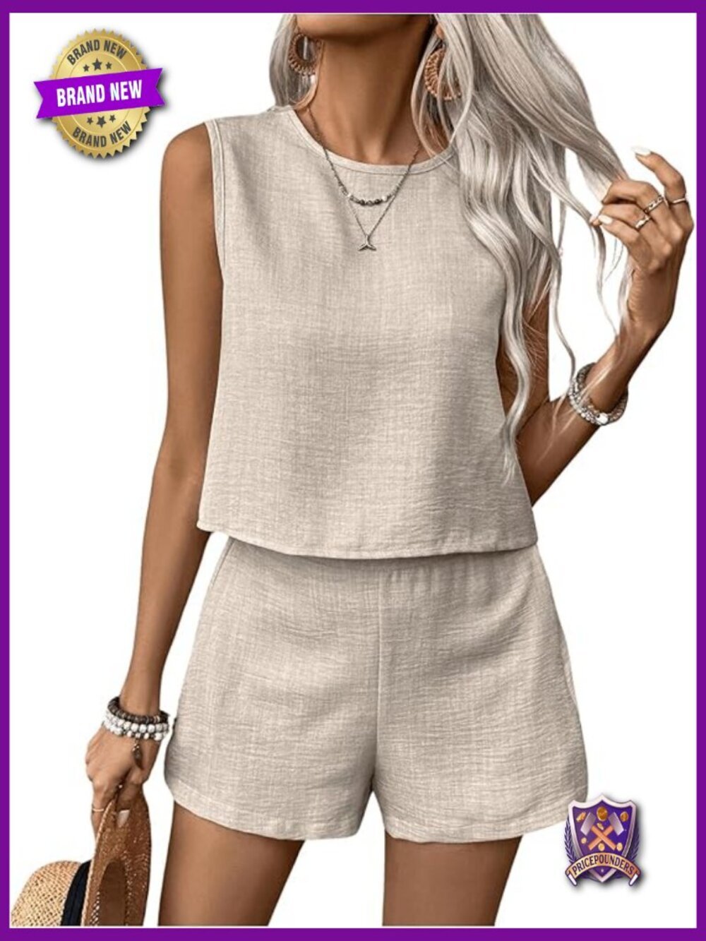 Women's 2 Piece Vacation Set: Tank Top & Matching Shorts